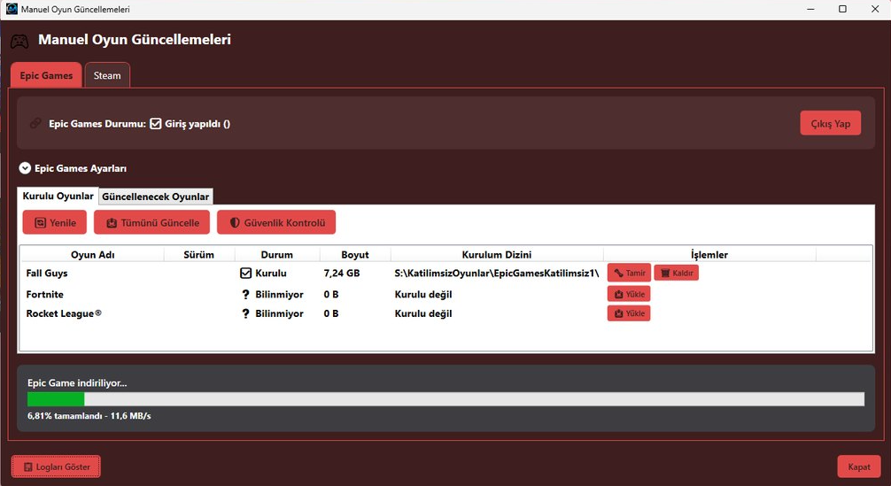 Vip Oyun Arşiv Güncelleme Sistemi Ekran Görüntüsü 8