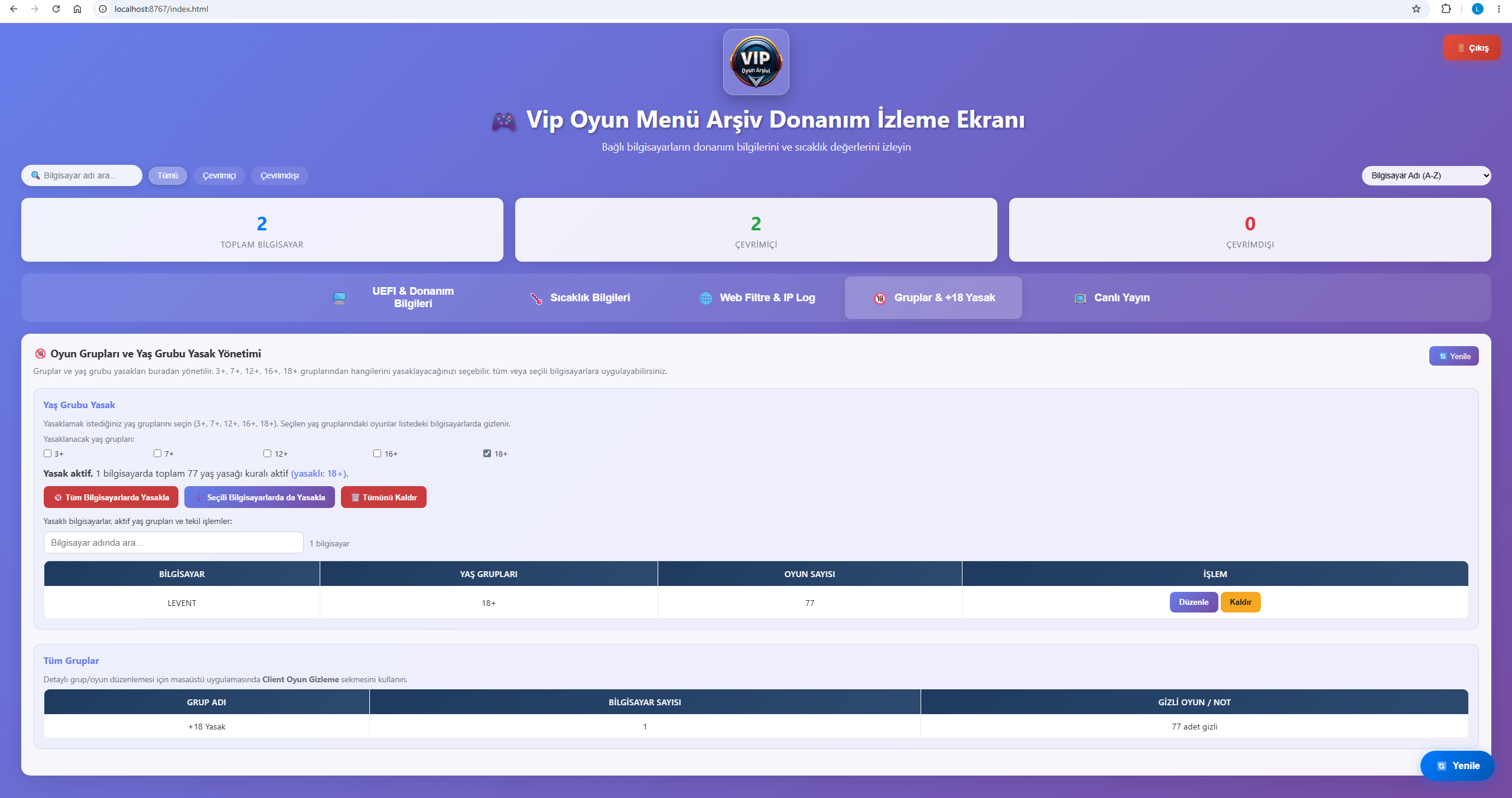 Vip Oyun Arşiv Güncelleme Sistemi ekran görüntüsü